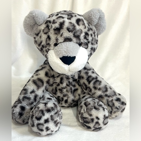 Animal Adventure White Gray & Black Leopard Print Plush 18” Soft Stuffed Animal - Picture 2 of 16